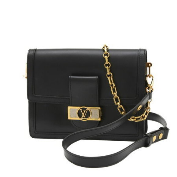 Louis Vuitton LV Lock Chain Dauphine Shoulder Bag Black Calfskin - Picture 1 of 7